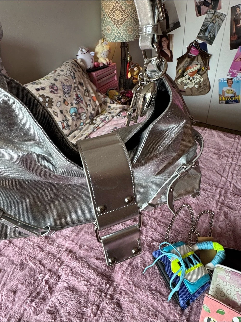 Silver Kids Shoulder Bag - Metallic Handbag for Kids